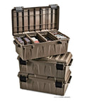 Stacked ACDC30 Divided Ammo Crate Utility Box For Outdoor Gear And Tool Storage Water Resistant Stackable With Snap Latch Multi Caliber