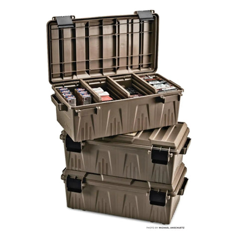 Stacked ACDC30 Divided Ammo Crate Utility Box For Outdoor Gear And Tool Storage Water Resistant Stackable With Snap Latch Multi Caliber