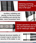 14.5 Foot Aluminum Telescopic Ladder With Dual Locking Mechanism Non Slip Collapsible Multi Use Step Ladder close-up