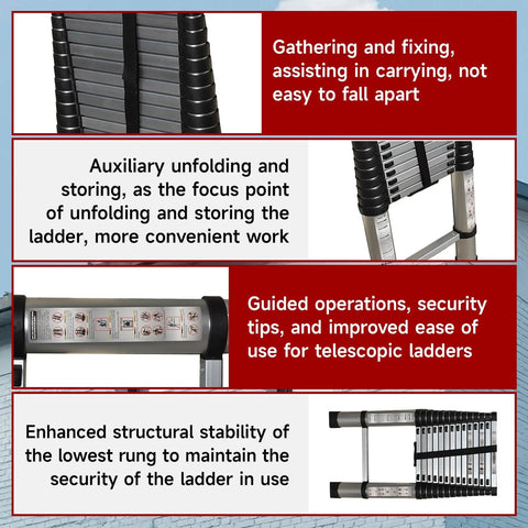 14.5 Foot Aluminum Telescopic Ladder With Dual Locking Mechanism Non Slip Collapsible Multi Use Step Ladder close-up