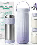 Slick Portable Breast Milk Cooler Bag Holding Two 22oz Feeding Bottles With A Heavy Duty Stainless Steel Frost Core That Keeps Formula Fresh For Over Twenty Four Hours No Ice Needed Hella Convenient For Busy Moms On The Road Or Weekend Getaways.