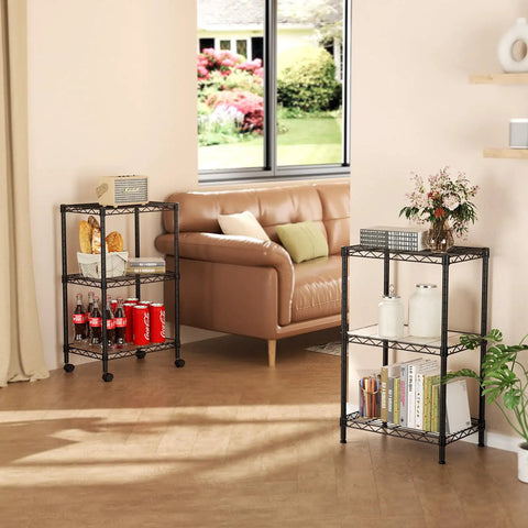 Built Tough 3 Tier Wire Shelving Cart With Smooth Roll Lock Casters And Height Adjustable Levels That Totally Kick Messy Floors To Curb Super Slick Storage Solution For Compact Bathrooms Kitchens And Living Rooms