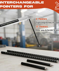 Telescoping Measuring Tram Gauge For Pros And DIY Builders Adjustable 28 Inches To 10 Feet Lightweight Aviation Aluminum Tool With Metric And US Markings Four Pointers For Precise Alignment In Car Repair Construction And Machinery Maintenance. 5 inch and 12 inch pointers shown