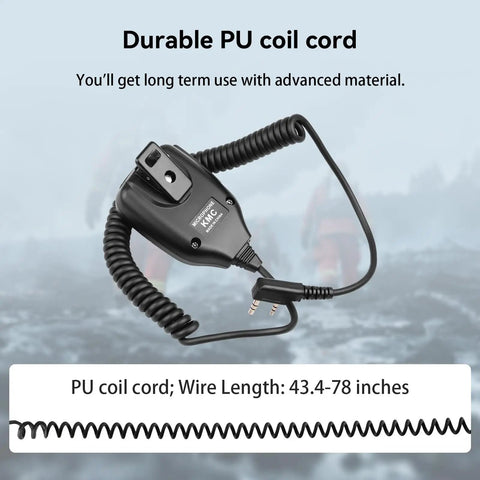 Durable PU coil cord of Shoulder Microphone For Two Way Radios Universal Walkie Talkie Mic With 2 Pin K Plug Compatible With UV5R 5RM 888S
