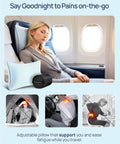 Woman using Ultra Compact Cooling Memory Foam Travel Pillow For Airplanes And Cars Adjustable Medium Firm Support, sleeping on plane