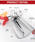 Airless Paint Spray Gun High Pressure 3600 PSI With Reversible 517 Tip Swivel Joint Pro Grade One Quarter Inch Inlet Four Finger Trigger