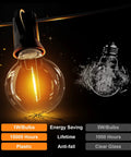 164Ft Outdoor String Lights For Patio And Yard With 80 Shatterproof LED Bulbs, showcasing shatterproof plastic G40 Edison bulb.