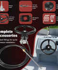 Rotary Marine Steering System Kit with 15 Feet Steering Cable and 13.5 Inch Wheel for Old School Mechanical Manual Steering