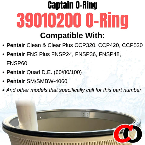 Replacement O Ring For Pentair CCP 320 420 520 Clean And Clear Plus Filters And FNS Plus DE Filters Fits FNSP24 36 48 60 Vertical Grid Filters And Quad Pool And Spa DE Units For Quick Easy Install O 497 Compatible. black rubber O-ring seal on pool filter tank