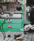 2 Pack Magnetic Soldering Helping Hands Third Hand Tools with Gooseneck Metal Arms on a workshop table during hobby welding crafts
