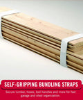 White 1 Inch Wide Reusable Self Gripping Straps Roll Cut To Length For Bundling Poles Wood Pipes Lumber Hoses And Tools Heavy Duty Cable Management For Easy DIY Garage Organization 30 Foot Bulk Roll securing wooden planks