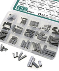 152 Piece Double Round Head Flat Keyed Pin Set Pro Grade With 16 Sizes From 8mm To 30mm For Auto Repair And Mechanical Assembly In Dark Grey 45 Carbon Steel