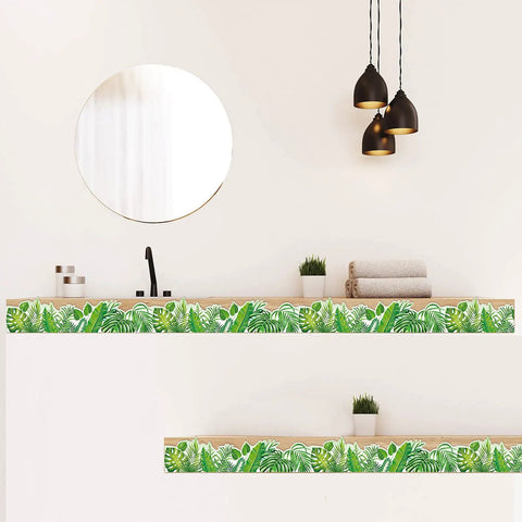 Boho Bulletin Board Trim Wall Decals with Tropical Leaves Greenery for Kid Friendly Classroom and Home Decor 59ft Wall Border