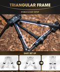 Ultralight Folding Camping Chair For Backpacking And Hiking, Compact Portable Aluminum 7075 Frame, triangular setup detail