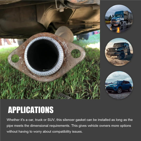 MTRPS 65mm graphite exhaust gasket; front view of rusted flange with donut seal for manifolds and downpipes.