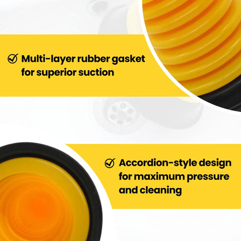 Kick Stubborn Clogs Straight Down The Drain With This Solid Mini Sink Plunger For Kitchen Bathroom Or Shower Drains ergonomic rubber cup with multi-layer gasket.