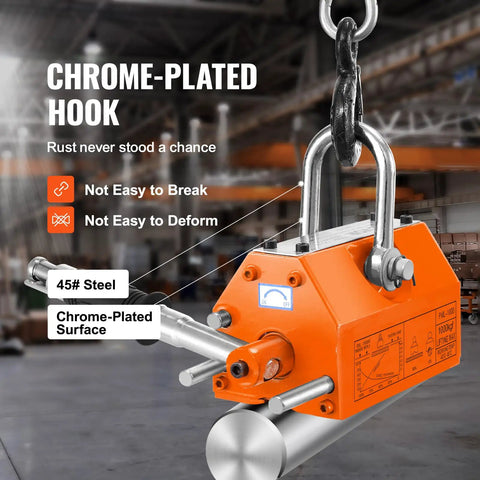 Heavy Duty Permanent Magnetic Lifter For Steel Plates 2200 Lbs Capacity Hoist Magnet Quick Release Handle Built Like A Tank For Reliable Shop Or Job Site Lifts