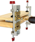 Self-Clamping All Steel Doweling Jig With Four Guide Bushings For 1/4, 5/16 And 3/8 Inch Dowels, Two-Board Alignment