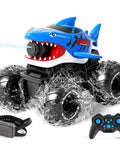Gesture Sensing Amphibious RC Monster Truck With Water Sprayer 4WD 1 To 16 Scale All Terrain Waterproof Shark Tank Pool Toy