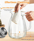2.2L Glass Pitcher With Lid And Handle, Borosilicate Water Carafe, Stainless Steel Dual Filter Lid, Heat Resistant
