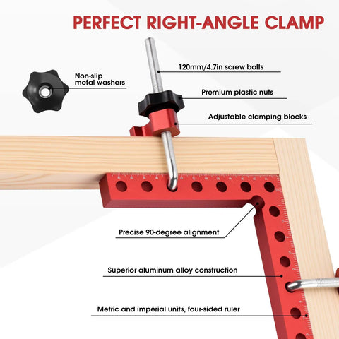 Four Pack 5.5 Inch Aluminum Alloy Right Angle Corner Clamp Set For Woodworking, Ultra Precise 90 Degree Positioning Squares