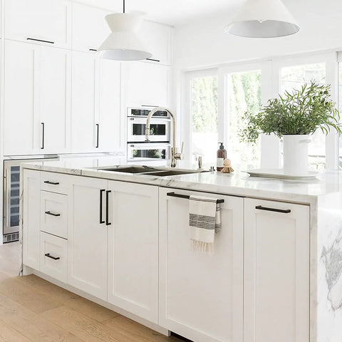 Modern kitchen with Matte Black 5 Inch Square Cabinet Handles Drawer Pulls Set Of 5 Stainless Steel Kitchen Cabinet Hardware