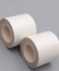 Two rolls of White PTFE Tape For High Temp Seals, Nonstick Fiberglass Adhesive Tape, 2 Inch Wide By 10 Meters Long, shown side by side.
