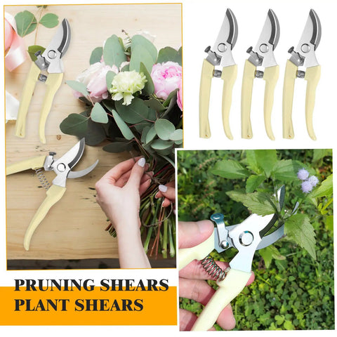 20 Piece Pruning Shears For Gardening Set With Durable Stainless Steel Blades And Comfortable PP Handles shown trimming flowers