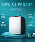Keep It Frosty with This Dope 2.1 Cu Ft Upright Mini Freezer Rocking a Sleek Stainless Steel Door, Perfect for Storing Ice Cream and Seafood, Featuring Reversible Door, Adjustable Feet, Quick Freeze Mode for Those Who Demand the Ultimate Fresh Vibes.