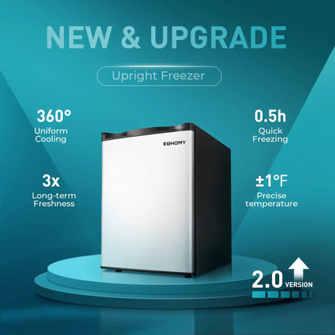 Keep It Frosty with This Dope 2.1 Cu Ft Upright Mini Freezer Rocking a Sleek Stainless Steel Door, Perfect for Storing Ice Cream and Seafood, Featuring Reversible Door, Adjustable Feet, Quick Freeze Mode for Those Who Demand the Ultimate Fresh Vibes.