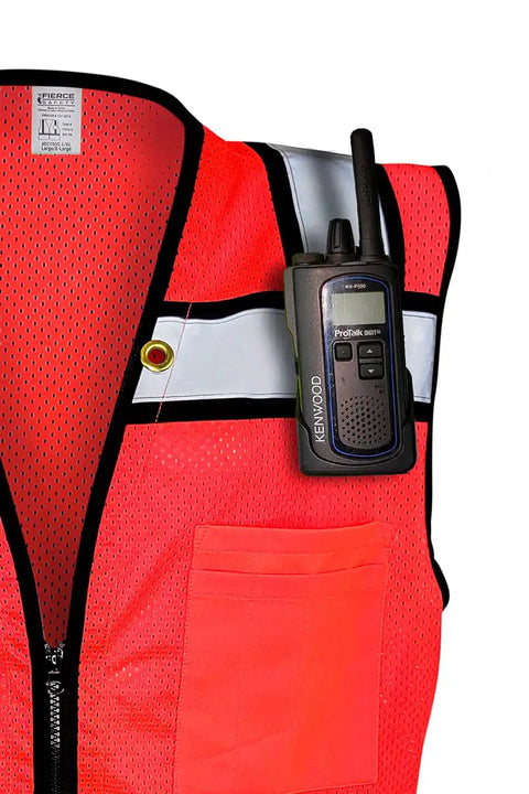 Straight Up Class 2 High Visibility Surveyor Vest With Slick Red And Black Mesh Cut For Zero Sweat Ventilation Plus A Secure ID Pocket Built Tough For Any Daily Work Hustle