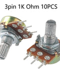 10 Pack WH148 Potentiometer 1K Ohm 3 Pin Linear Potentiometer Shaft 15mm for audio volume control and light dimming