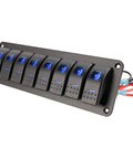 12-24V Beefy Boat Switch Panel Illuminated Aluminum Prewired Dash Panel 8 Gang Toggle Switches With 5 Pin On Off 2 LED Backlit IP65