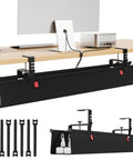 No Drill Under Desk Cable Management Tray With Clamp For Standing Desk 36 Inch Cord Organizer Premium Fabric Wire Management