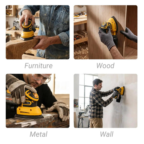 Brushless Cordless Detail Corner Sander Compatible With DeWalt 20V Max Battery Tool Only in use on wood and wall surfaces.