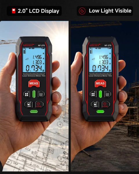 230ft Laser Distance Meter 1/16 Inch Accuracy Digital Laser Measuring Tool with Backlit LCD 8 Measurement Modes 30 Data Storage, handheld