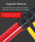 Close-up of the Grab This Bad Boy Compact Fiberglass Telescoping Ladder For Electrical Work material showing insulation epoxy resin handles.