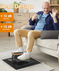 Under Desk Elliptical Machine No Fuss Quiet Motor Seated Pedal Exerciser with senior using laptop and coffee