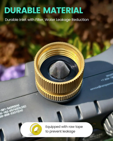 No Fuss Dual Outlet Hose Timer For Yard Watering With Two Zone Scheduling, brass inlet with filter and leakage prevention