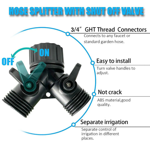 Top Rated 17 Piece Soaker Hose Repair Fittings Kit With 3/4 In Two Way Splitter Valves End Caps And Connectors For 1/2 Inch Garden Hoses, ABS hose splitter