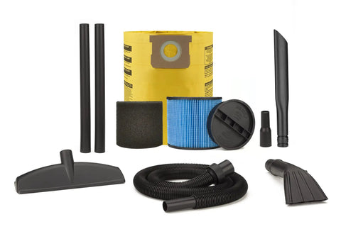 Beast Mode Heavy Duty 12 Gallon Wet Dry Vac accessories including filters, hose, and attachments for versatile cleaning.
