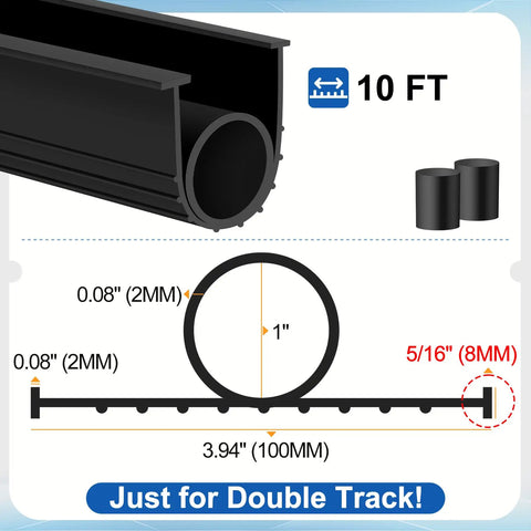 Garage Door Bottom Seal Kit 10 Foot Weather Stripping For Double Track Black Rubber Replacement Strip With T Ends
