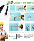 Fifty Pieces Size 8 Self Drilling Drywall Anchors And Screws Kit For Wall Mounting Includes Twenty Five Heavy Duty Hollow Sheetrock Anchors And Twenty Five One Quarter Inch Screws No Pre Drill Hole Required Holds Up To 75 Lbs step-by-step installation diagram.