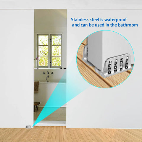Four Pack Barn Door Floor Guide Bearings With Adjustable Bottom Rollers, Durable Steel Frame For Sliding Doors in bathroom