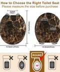 Replacement Round Toilet Seat with Quiet Close for Bathroom dimensions displayed, showing sizes for fitting and installation.