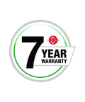7 year warranty emblem with bold text on a circular design, highlighting durability and product reliability.
