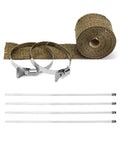 Fireproof Pipe Wrap Insulation Webbing With Adjustable Clamp Anti-Scald Chimney Ribbon For Furnace Flue Protection Heat Resistant Up To 752 F 400 C Continuous And 1085 F 538 C Peak Fits 2.56 To 3.50 Inch Pipes Includes 2 Clips, showing webbing and clamps
