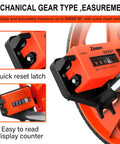 Distance Measuring Wheel With Feet And Inches Readout, collapsible design, reset latch, mechanical counter, kickstand visible