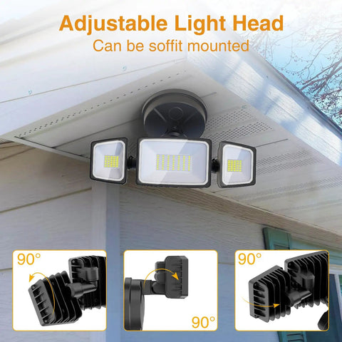 Heavy Hitter Led Flood Lights Outdoor 2 Pack 75W 7000Lm Switch Controlled Ip65 Waterproof Security Lighting With Three Adjustable Heads For Yard Garage And Driveway