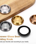 Round Glass Sliding Door Handles Set In 304 Stainless Steel Back To Back For Shower Balcony Office And Cabinet Doors With Adhesive Stickers Gold Finish Easy Install No Drill, 58mm round handles in silver gold rose gold and black